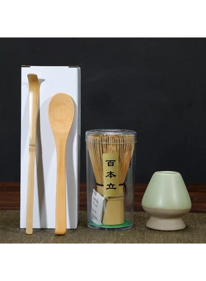 AceLuste 4-Piece Matcha Whisk Set, Matcha Making Tools, Handmade Bamboo Matcha Whisks Kit, Matcha Making Accessory, Including Bamboo Whisk, Stirring Scoop, Tea Spoon and Ceramic Whisk Holder, Matcha Kit Gifts for Tea Lovers & Beginners - Image 2